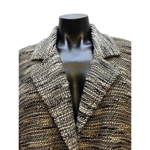 St. John Knit Jacket Tan/Black Size 6 Textured Pattern Button Closure 6 - Picture 6 of 8